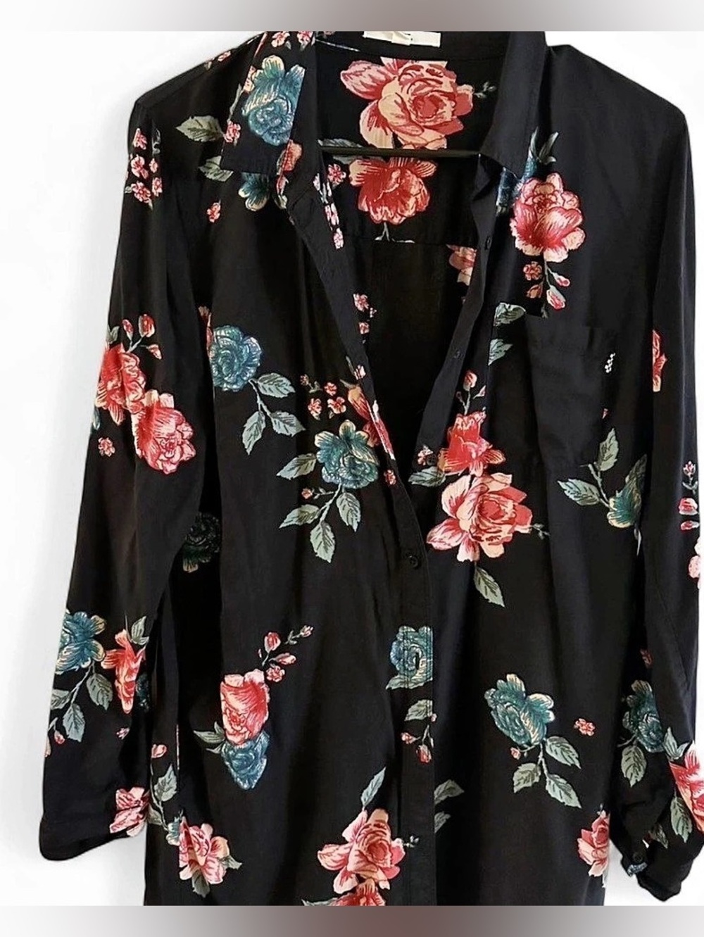 Vans Dazie Black Floral Button Down Shirtdress
